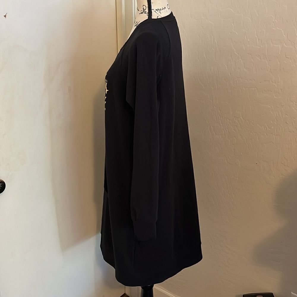 Torrid Black Glam Graphic Fleece Lined Sweater Casual Pullover Comfy Dress - Picture 6 of 13